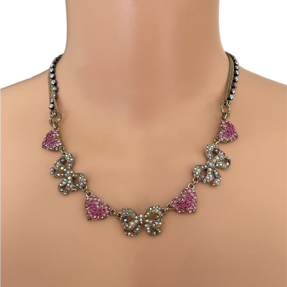 Betsey Johnson Heart and Bow Necklace